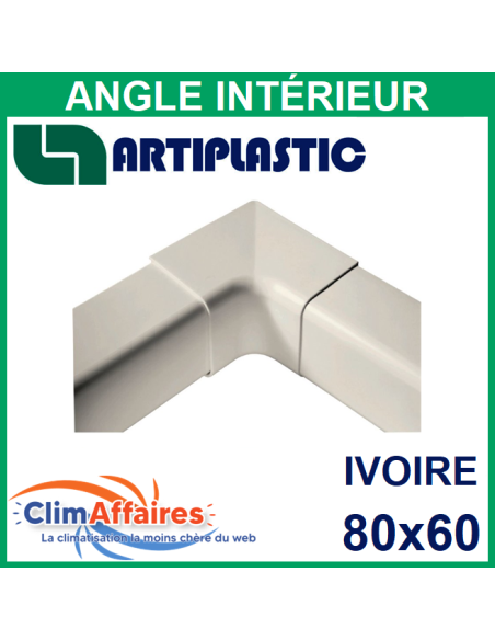 Angle intérieur pour raccord goulotte 80x60 mm - Ivoire (0805AI)