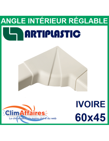 Angle intérieur réglable pour raccord goulotte 60x45 mm