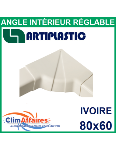 Angle intérieur réglable pour raccord goulotte 80x60 mm