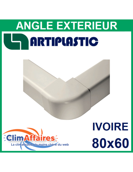 Angle extérieur pour raccord goulotte 80x60 mm - Ivoire (0806AE)