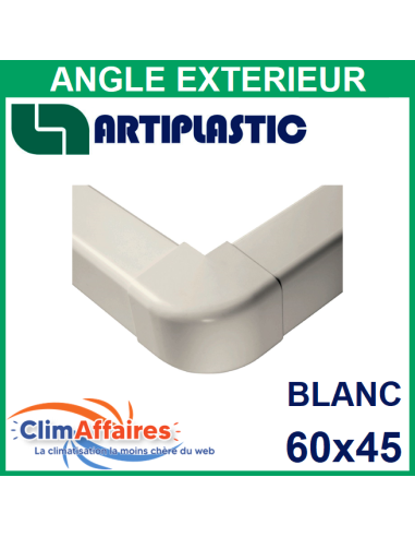 Angle Extérieur pour raccord goulotte 60x45 mm - Blanc