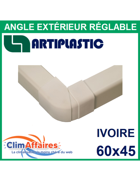 Angle extérieur réglable 70° à 120° pour raccord goulotte 60x45 mm - Ivoire (0621ER)