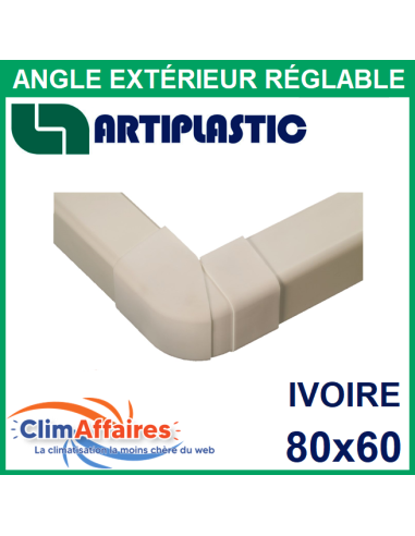 Angle extérieur réglable pour raccord goulotte 80x60 mm