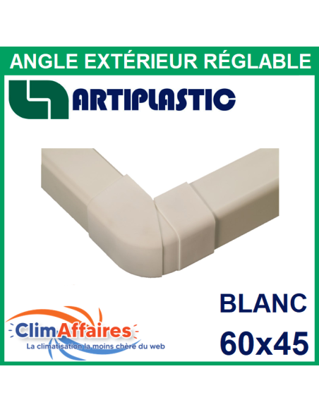 Angle Extérieur Réglable pour raccord goulotte 60x45 mm - Blanc (0621ER-W)