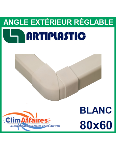 Angle Extérieur Réglable pour raccord goulotte 80x60 mm - Blanc