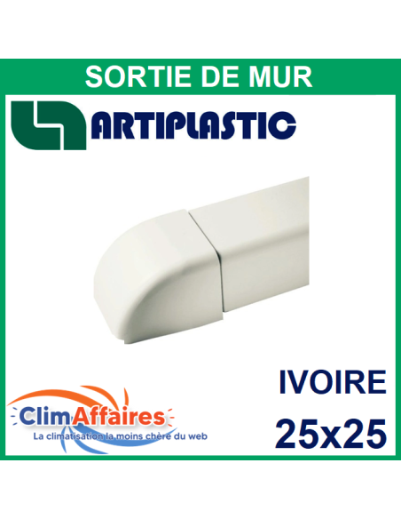 Sortie de mur coudée pour raccord goulotte 25x25 mm - Ivoire (0308TT)