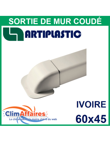 Sortie de mur coudée pour raccord goulotte 60x45 mm