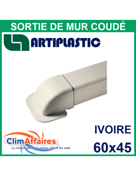 Sortie de mur coudée pour raccord goulotte 60x45 mm - Ivoire (0609CM)