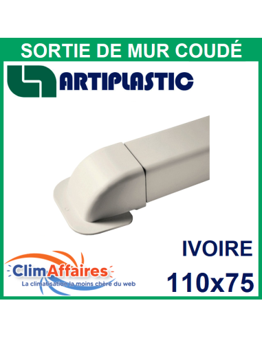 Sortie de mur coudée pour raccord goulotte 110x75 mm