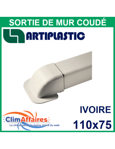 Sortie de mur coudée pour raccord goulotte 110x75 mm - Ivoire (1209CM)