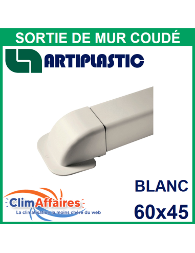 Sortie de Mur Coudée pour raccord goulotte 60x45 mm - Blanc