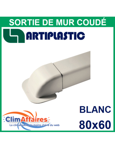 Sortie de Mur Coudée pour raccord goulotte 80x60 mm - Blanc