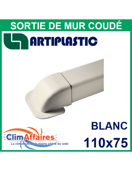 Sortie de mur coudée pour raccord goulotte 110x75 mm - Blanc (1209CM-W)