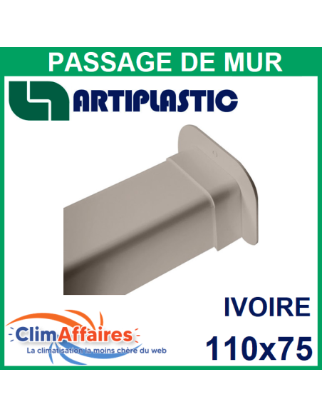 Passage de mur pour raccords goulottes 110x75 mm - Ivoire (1210PM)