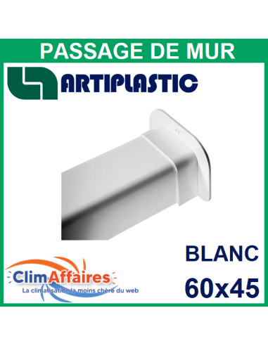 Passage de Mur pour raccord goulotte 60x45 mm - Blanc