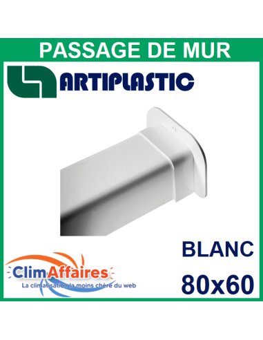 Passage de Mur pour raccord goulotte 80x60 mm - Blanc