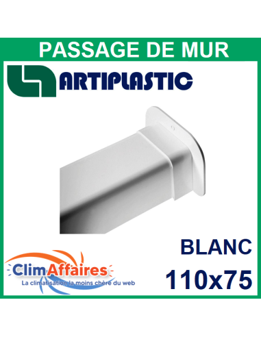 ARTIPLASTIC, Passage de mur pour raccord goulotte 110x75 mm, couleur blanche (1210PM-W)