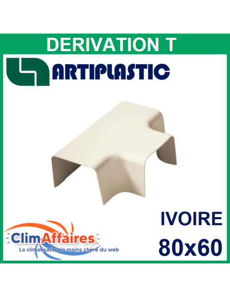 Dérivation T pour raccords goulottes 80x60 mm - Ivoire (0813DT)