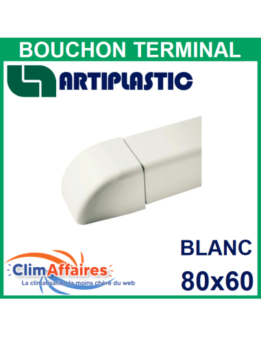 Bouchon Terminal pour raccord goulotte 80x60 mm - Blanc