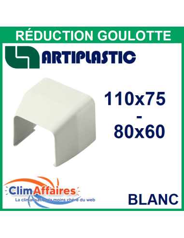ARTIPLASTIC, réduction 110x75 mm à 80x60 mm pour raccord goulotte, couleur blanche (1280RI-W)