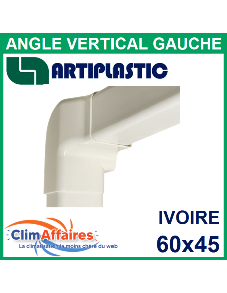 Angle vertical gauche pour raccord goulotte 60x45 mm - Ivoire (0614VS)