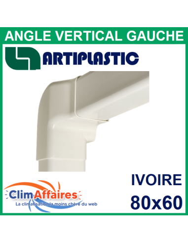 Angle vertical gauche pour raccord goulotte 80x60 mm