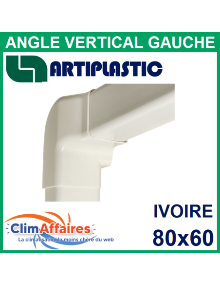 Angle vertical gauche pour raccord goulotte 80x60 mm - Ivoire (0814VS)