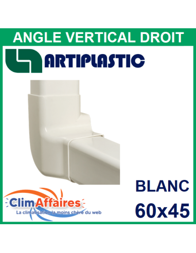 Angle Vertical Droit pour raccord goulotte 60x45 mm - Blanc