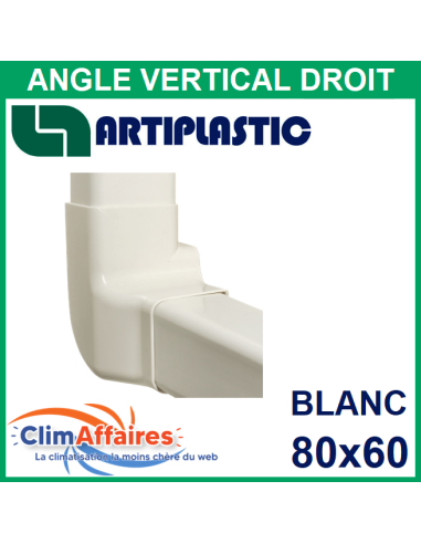 Angle Vertical Droit pour raccord goulotte 80x60 mm - Blanc