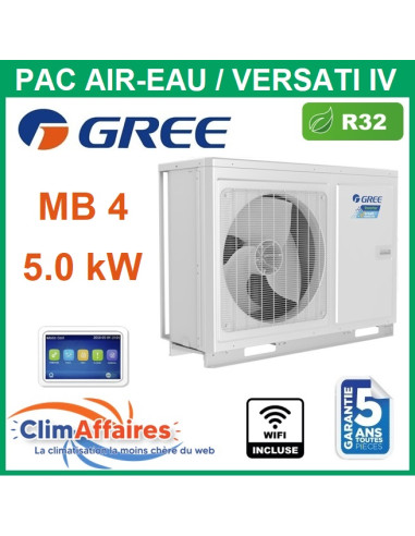 GREE - Versati lV - MB4 - Pompe à Chaleur Air/Eau - Monobloc - Monophasé - 3IGR7408 (5.0 kW)