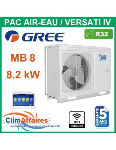 Pompe à chaleur monobloc air/eau réversible en huit puissances