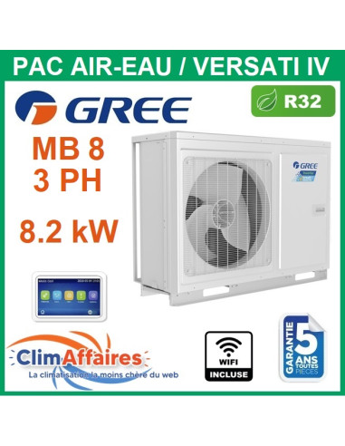 GREE - Versati lV - MB 8 3PH - Pompe à Chaleur Air/Eau - Monobloc - Triphasé - 3IGR7415 (8.2 kW)